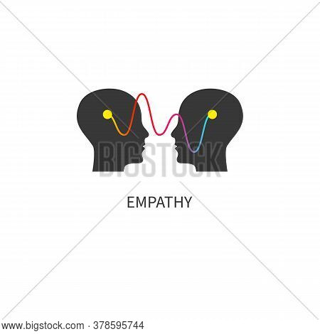 Logo Empathy. Interpersonal Communication Abstract Icon. Two Profiles And A Wave.