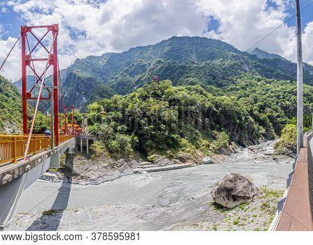 Panoramic View Over Xiangde Temple Area On Taiwan In Summer
