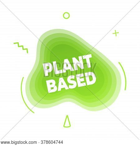 Plant Based Vegan Diet Icon Sign With Modern Liquid Abstract Elements Graphic Gradient Flat Style De