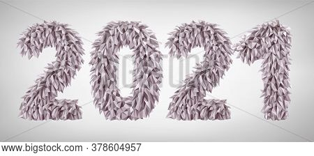 Vector Inscription 2021 From Geometric Triangle Stylized Frosty Icicles