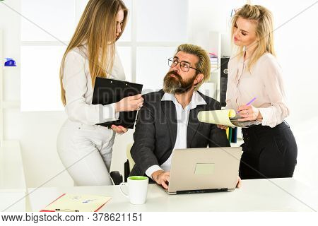 Secretary And Manager. Office Affair. Surrounded By Beautiful Ladies. Seductive Colleague. Flirting 