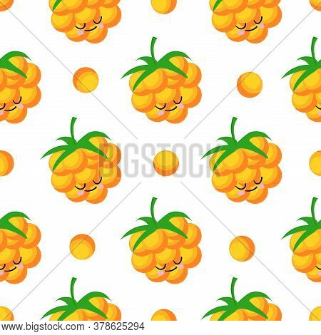 Cloudberry Yellow Berry. Berry Character On A White Background. Illustration. Seamless Pattern For C