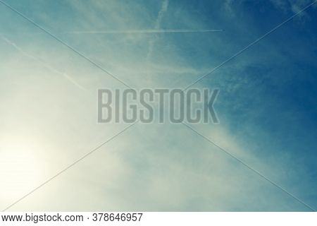 White Spindrift Clouds On Blue Beauty Sky - Image