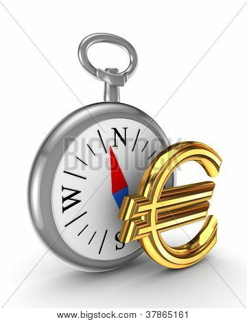 Retro Compas und Euro-Zeichen.
