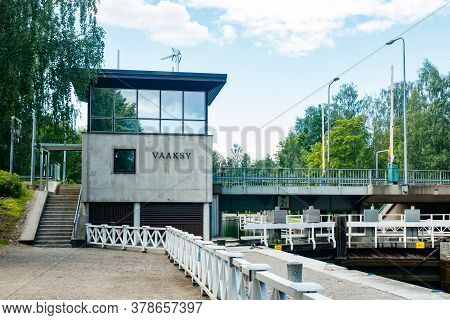 Asikkala, Finland - 16 July 2020: Vaaksy Canal Between Two Big Lakes Vesijarvi And Paijanne. Gateway