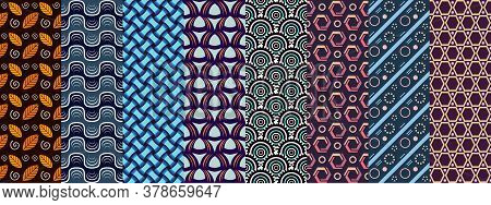 Vector Colorful Seamless Pattern Set, Collection Of Repeating Geometric Element Patterns,  Backgroun