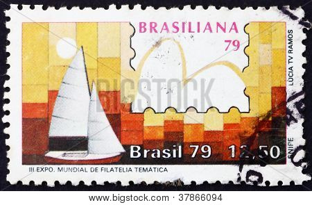 Postage stamp Brazil 1979 Snipe Class, Yachts and Stamps