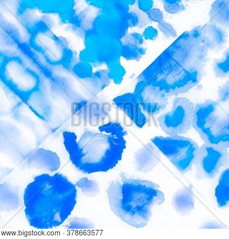 Sky Shibori Art. Denim Frost Pattern. Artistic Marine Frost Textile. Nautical Indigo Artistic Textil