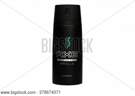 Kharkov, Ukraine - February 7, 2020: Axe Apollo Deodorant Bodyspray. Axe Apollo Fragrance Is Classic