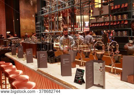 Milan, Italy - Jan 2020: Starbucks Reserve Roastery.