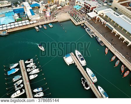 Ashkelon, Israel - December 09, 2017: Top View Of The Marina On The Mediterranean Coast In Ashkelon