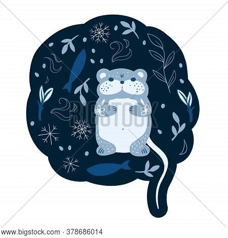 Vector Cute Cartoon Character Polar Blue Lemming