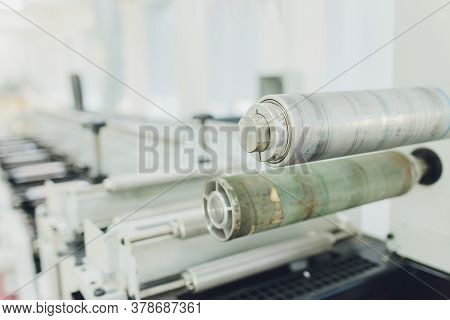 Print Screening Metal Machine. Industrial Printer. Serigraphy Workshop.
