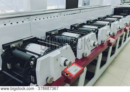 Print Screening Metal Machine. Industrial Printer. Serigraphy Workshop.