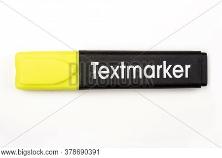 Yellow Textmarker On White Background. Shot In Studio.