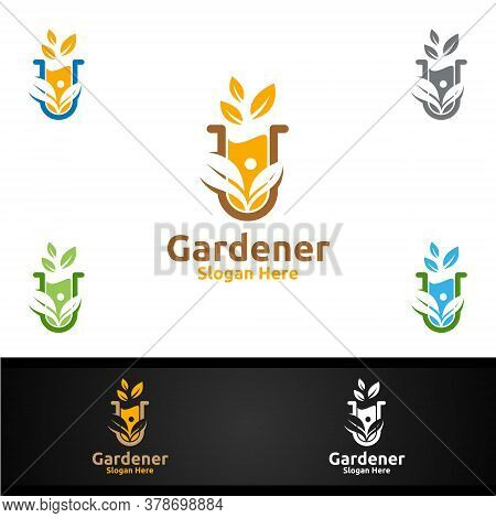 Lab Gardener Logo With Green Garden Environment Or Botanical Agriculture