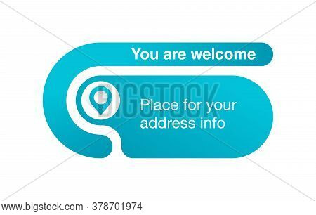 Address Block Template For Website Or Banner - Creative Rounded Frame With Geo Location Pin (marker)