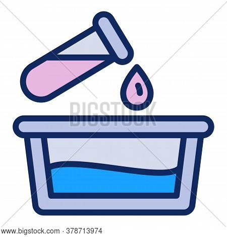 Water Filter Test Tube Drop Icon. Outline Water Filter Test Tube Drop Vector Icon For Web Design Iso