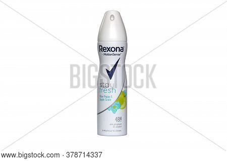Kharkov, Ukraine - February 7, 2020: Rexona Women Stay Fresh Deodorant Over White Background. Rexona