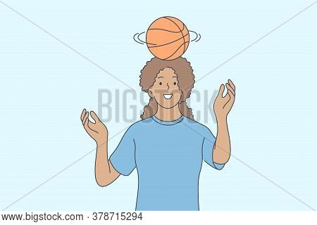 Basketball, Sport, Recreation, Summertime Concept. Young African American Woman Girl Teenager Athlet