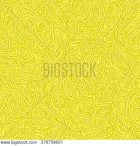 Seamless Pattern Of Spaghetti Pasta, Ramen Noodles. Vector Illustration