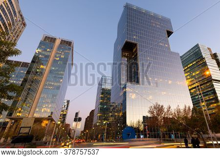 Las Condes, Santiago De Chile; Region Metropolitana, Chile - August 06, 2014: Office Buildings At Nu