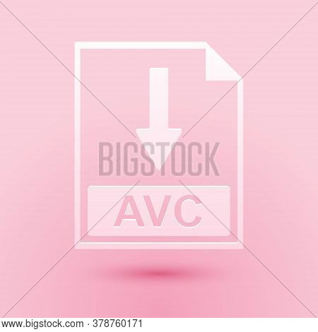 Paper Cut Avc File Document Icon. Download Avc Button Icon Isolated On Pink Background. Paper Art St
