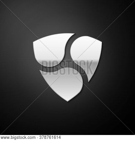 Silver Cryptocurrency Coin Nem Xem Icon Isolated On Black Background. Physical Bit Coin. Digital Cur