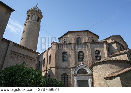 Ravenna, Italy.  July 28, 2020. An External View Of The Basilica Of St. Vitale
