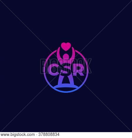 Csr Icon, Corporate Social Responsibility Vector Logo, Eps 10 File, Easy To Edit