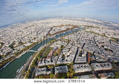 View of Paris from height of bird's flight