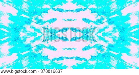 Seamless Pattern Textile Kaleidoscope. Aquarelle Blue Neo Ornament. Seamless Textile Kaleidoscope Pa