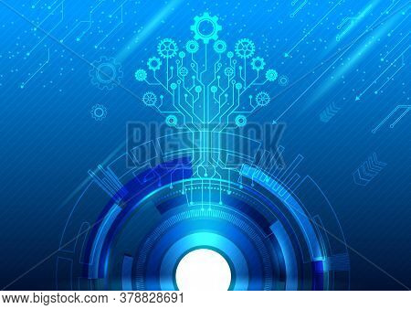 Vector Illustration Cycle Blue Background Abstract Technology Communication Icons Concept.perspectiv