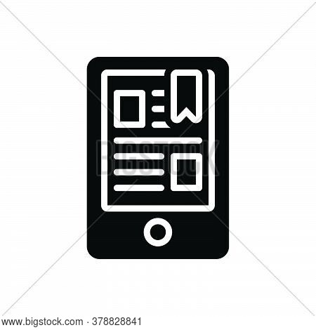Black Solid Icon For Ereader Bookmark Concept Education Device Digital Display Ebook Electronic Mobi