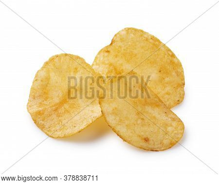 Shooting Potato Chips Consomme Taste Placed On A White Background From An Angle