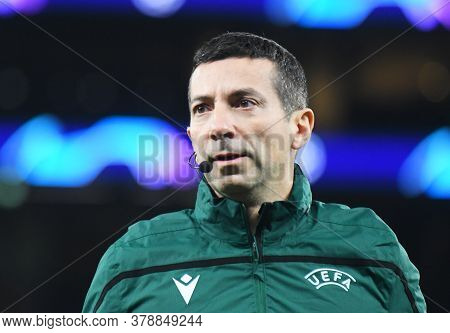 London, England - February 19, 2020: Turkish Assistant Referee Tarik Ongun Pictured Ahead Of The Fir