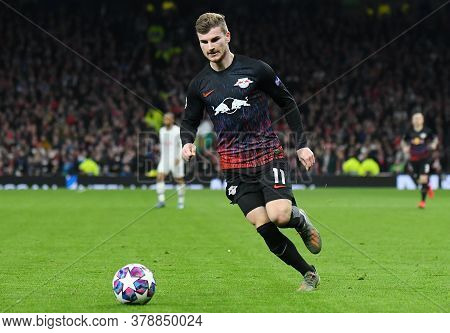 London, England - February 19, 2020: Timo Werner Of Leipzig Pictured During The First Leg Of The 201