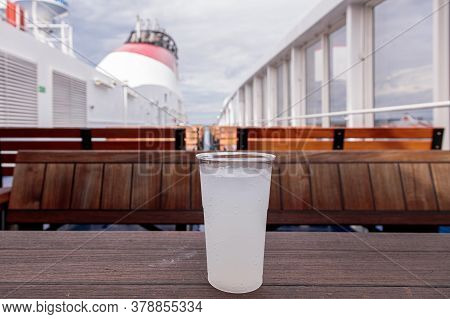 Tallinn, Harjumaa, Estonia, 02 July 2020 Viking Line Ferry, Open Deck Tables. High Quality Photo
