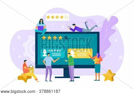Business Review Design Concept, Person Online Analysis Vector Illustration. People Report And Feedba