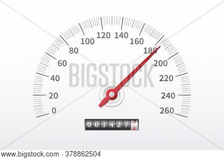 Car Speedometer. Realistic Speedometer With Speed Level Scale Isolated On White Background.