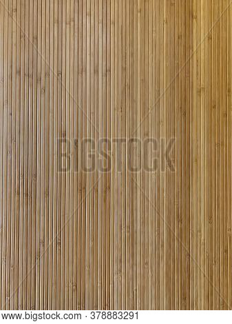 Wall Decoration With Thin Strips Of Bamboo. Lovely Decor. Direct View