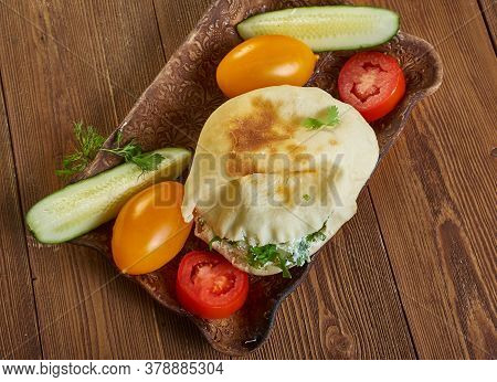Feta Cheese And Yogurt Spread In Pita Bread