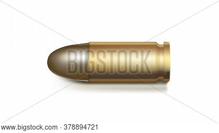 3d Realistic 9mm Bullet On White Background