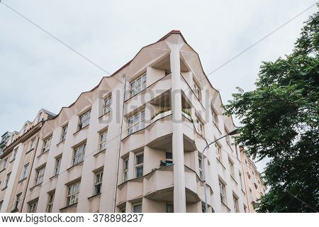 Prague, Czech Republic - July 11 2020: Cubist Hodek Apartment Building By Josef Chochol In Vysehrad,