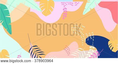 Set Of Abstract Vertical Background With Autumn Elements, Shapes, Plants And Human Hands In One Line