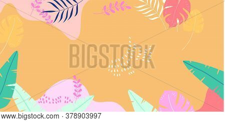 Set Of Abstract Vertical Background With Autumn Elements, Shapes, Plants And Human Hands In One Line