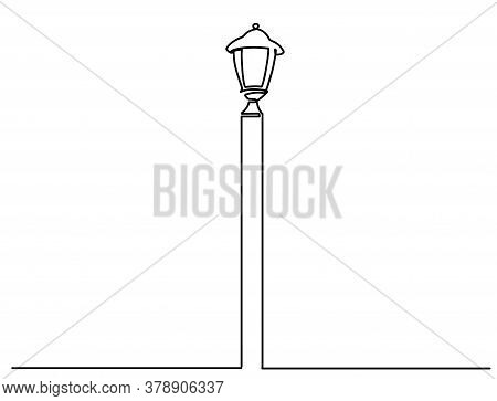 City Street Lantern. Streetlight Vintage Lamp Icons Isolated On White Background. Flat Thin Line Des