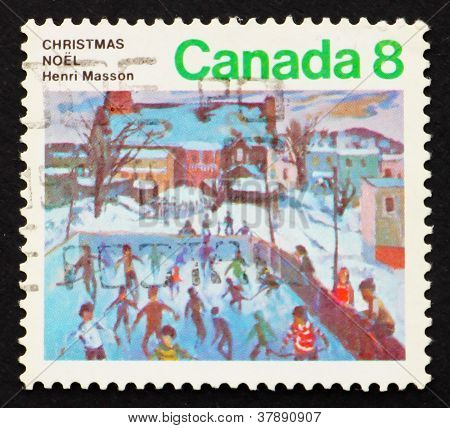 Postage stamp Canada 1974 Skaters at Hull by HenriMasson