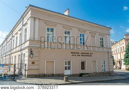 Jaroslaw, Poland - June 12, 2020: Public Junior High School No. 3 Named After Priest Jan Twardowski.