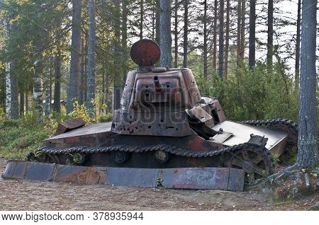 Wreckage Of A Tank From The Winter War Near Suomussalmi, Finland.